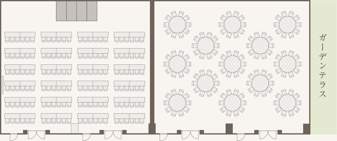 会議〈スクール〉／ 正餐〈円卓〉 レイアウト