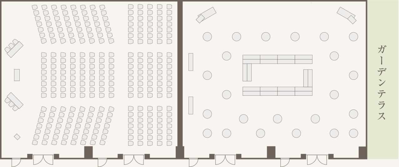 会議〈シアター〉／ ブッフェ〈立食〉 レイアウト